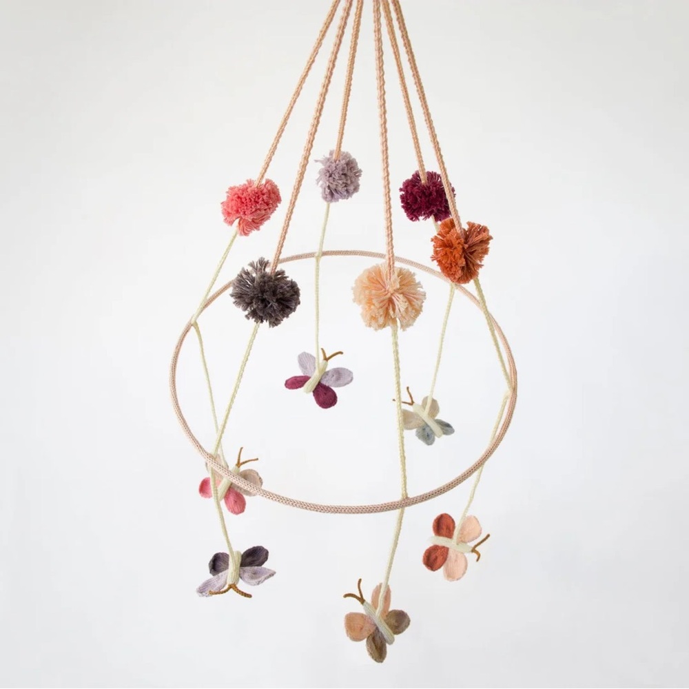 Blabla Kids Pompom and Knit Butterfly Mobile